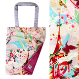 Flat Tote Bag - Cranes over Blossoms