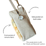 Sunpo Bag <Grey x Blue> - Cherry Blossoms and Snow Flake Rings