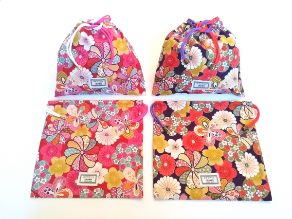 Drawstring Pouch - Spring and Autumn Flowers