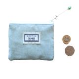 Kimono Coin Purse <Mint Blue> - Blue Hexagons