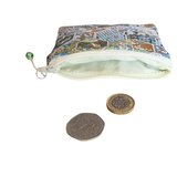 Kimono Coin Purse <Mint Blue> - Blue Hexagons