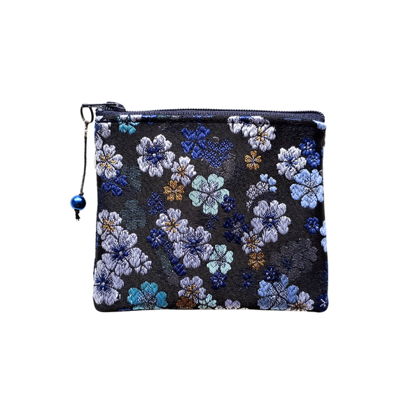 Kimono Coin Purse <Ocean Navy> - Cherry Blossoms