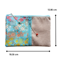 Kimono Passport Case <Grey x Blue> - Cherry Blossoms and Snow Flake Rings