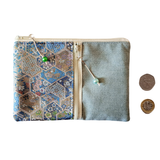 Kimono Passport Case <Mint Blue> - Blue Hexagons