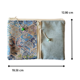Kimono Passport Case <Mint Blue> - Blue Hexagons
