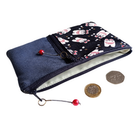 Kimono Passport Case <Ocean Navy> - "Inu Hariko" Dogs
