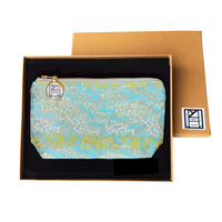 Kimono Pouch - Clouds and Bush Clovers (Light Blue)