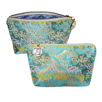 Kimono Pouch - Clouds and Bush Clovers (Light Blue)