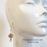 Accessory Gift Set of 2: Hair Accessory and Earrings (Choose from Stud or Drop) - Florist's Dream x Plum Blossoms [Purple]