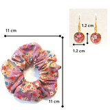 Accessory Gift Set of 2: Scrunchie and Drop Earrings - Botanical Garden and River