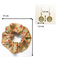 Accessory Gift Set of 2: Scrunchie and Drop Earrings - Botanical Garden and River