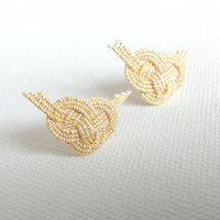 Earrings: Metal-Free Stud < Washi Paper Strings > - Awaji Knot