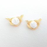 Earrings: Metal-Free Stud < Washi Paper Strings > - Awaji Knot