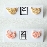 Earrings: Metal-Free Stud < Washi Paper Strings > - Awaji Knot