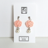 Earrings: Choose Stud or Drop < Washi Paper Strings > - Plum Blossoms [Diamond Pink]