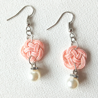 Earrings: Choose Stud or Drop < Washi Paper Strings > - Plum Blossoms [Diamond Pink]