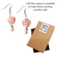 Earrings: Choose Stud or Drop < Washi Paper Strings > - Plum Blossoms [Diamond Pink]