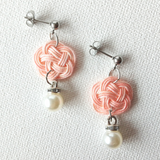 Earrings: Choose Stud or Drop < Washi Paper Strings > - Plum Blossoms [Diamond Pink]