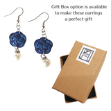 Earrings: Choose Stud or Drop < Washi Paper Strings > - Plum Blossoms [Navy x Blue]