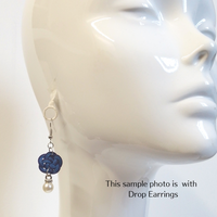 Earrings: Choose Stud or Drop < Washi Paper Strings > - Plum Blossoms [Navy x Blue]