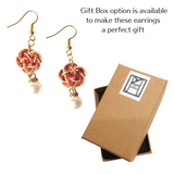 Earrings: Choose Stud or Drop < Washi Paper Strings > - Plum Blossoms [Red x Gold]