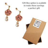 Earrings: Choose Stud or Drop < Washi Paper Strings > - Plum Blossoms [Red x Gold]