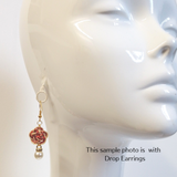 Earrings: Choose Stud or Drop < Washi Paper Strings > - Plum Blossoms [Red x Gold]