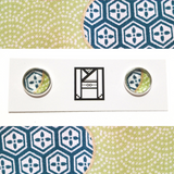 Earrings: Stud Earrings - Turtle Shell and Flower (Kikko Hanabishi 亀甲花菱)